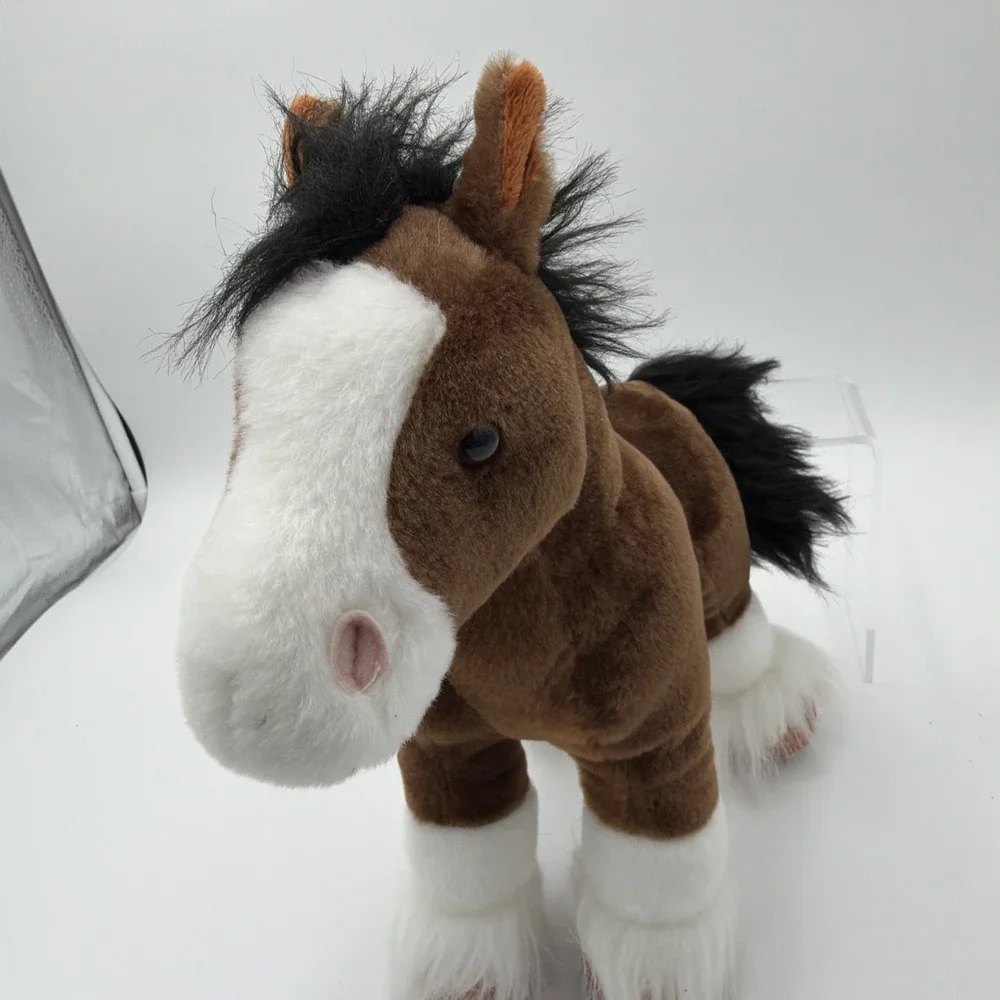 Wild Republic Clydesdale Horse Plush Stuffed‎ Animal Brown White With Black Mane